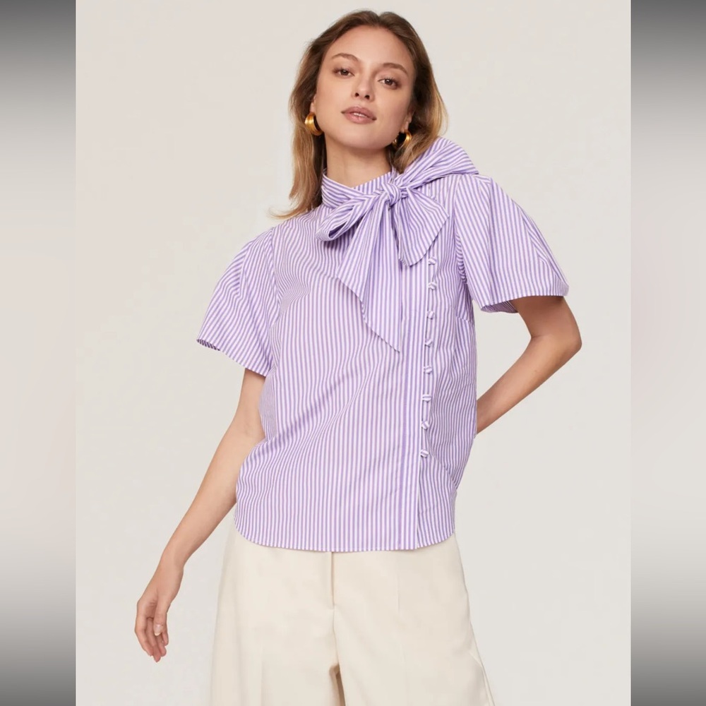Adam Lippes Tie Neck Top purple sz 2